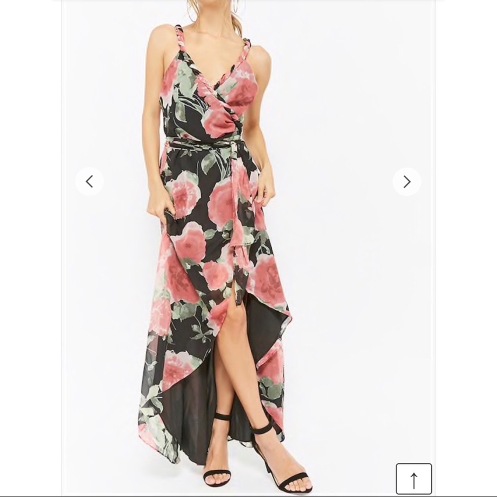 High-Low Floral Wrap Dress